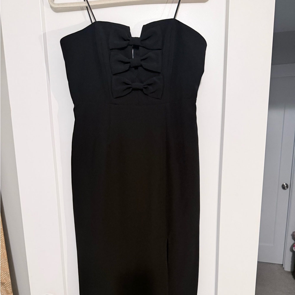 Gianni Bini Black Strapless Dress with Bow Accents